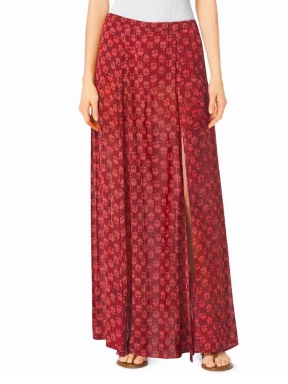 Michael Kors Grenadine Maxi Skirt
Red Floral with Side Slit NWT
Size: 16
